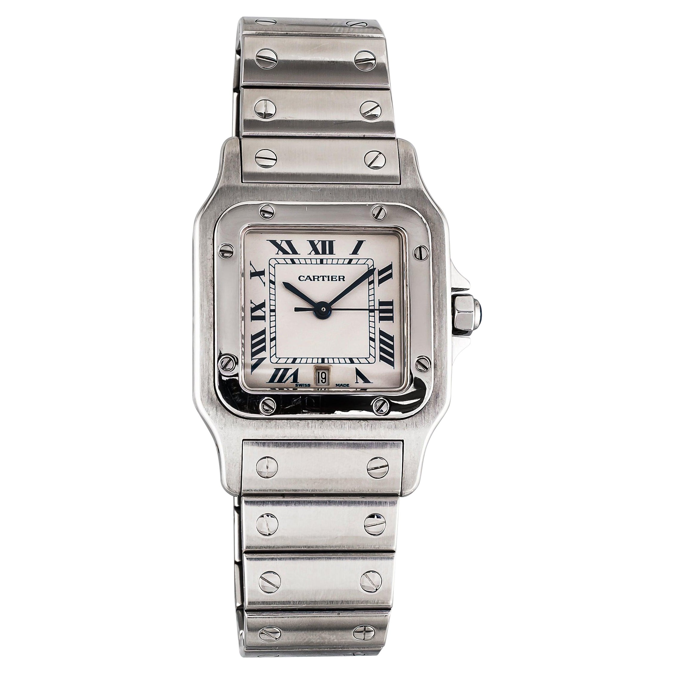 Reloj Cartier Santos 1564 esfera romana blanca, años 80