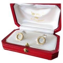 Cartier Santos 18 Karat Gold Stainless Steel Cufflinks in Original Box