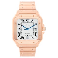 Cartier Santos 18 Karat Rose Gold Large Men's Watch WGSA0007