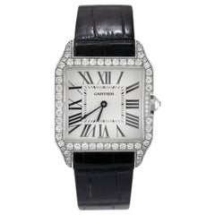 Cartier "Santos" 18 Karat White Gold Dumont Diamond Watch