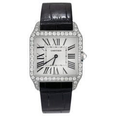 Vintage Cartier "Santos" 18 Karat White Gold Dumont Diamond Watch