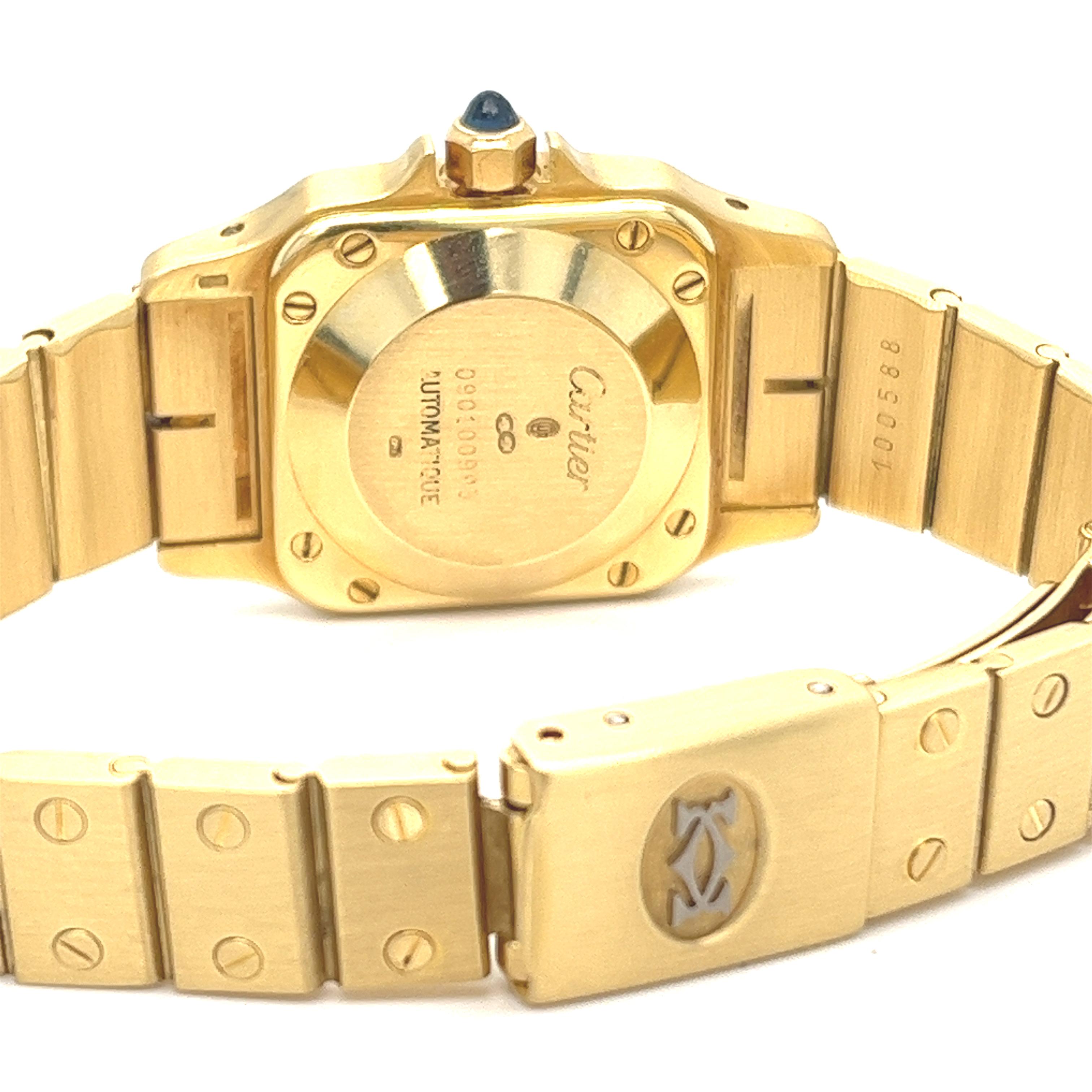 Contemporary Cartier Santos 18 Karat Yellow Gold Ladies Automatic Wrist Watch