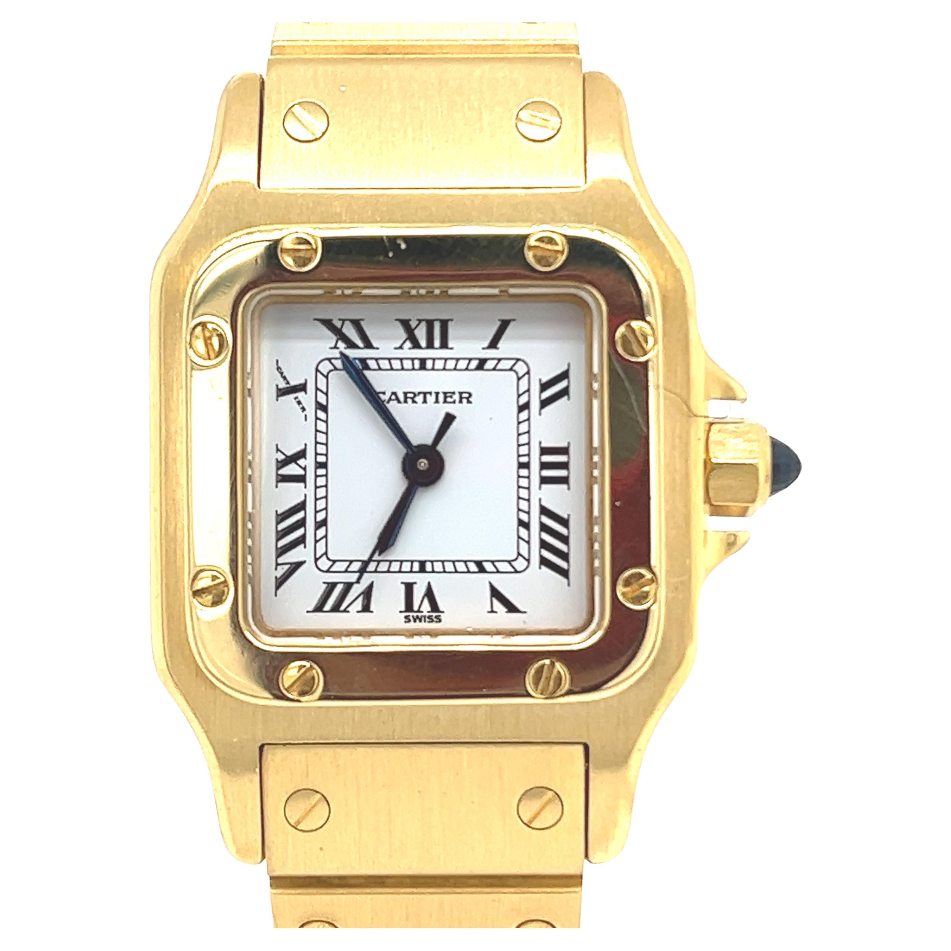 Cartier Santos 18 Karat Yellow Gold Ladies Automatic Wrist Watch