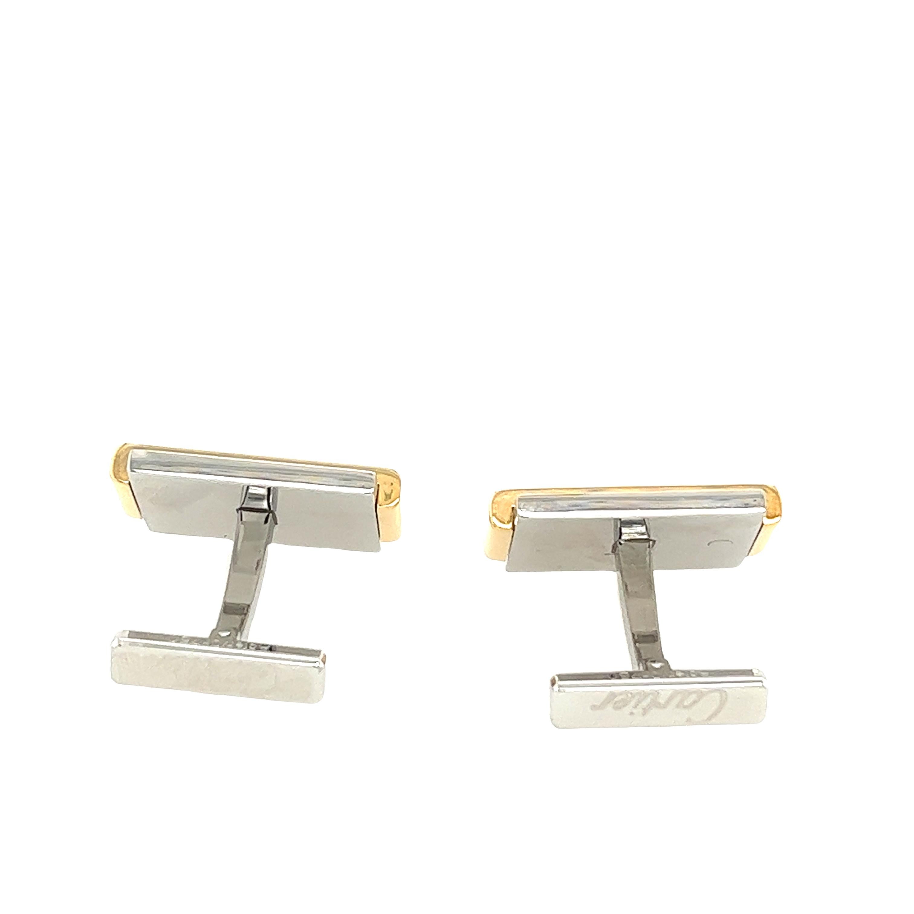 Cartier Santos 18ct Gold & Stainless Steel Acier Cufflinks In Excellent Condition For Sale In London, GB