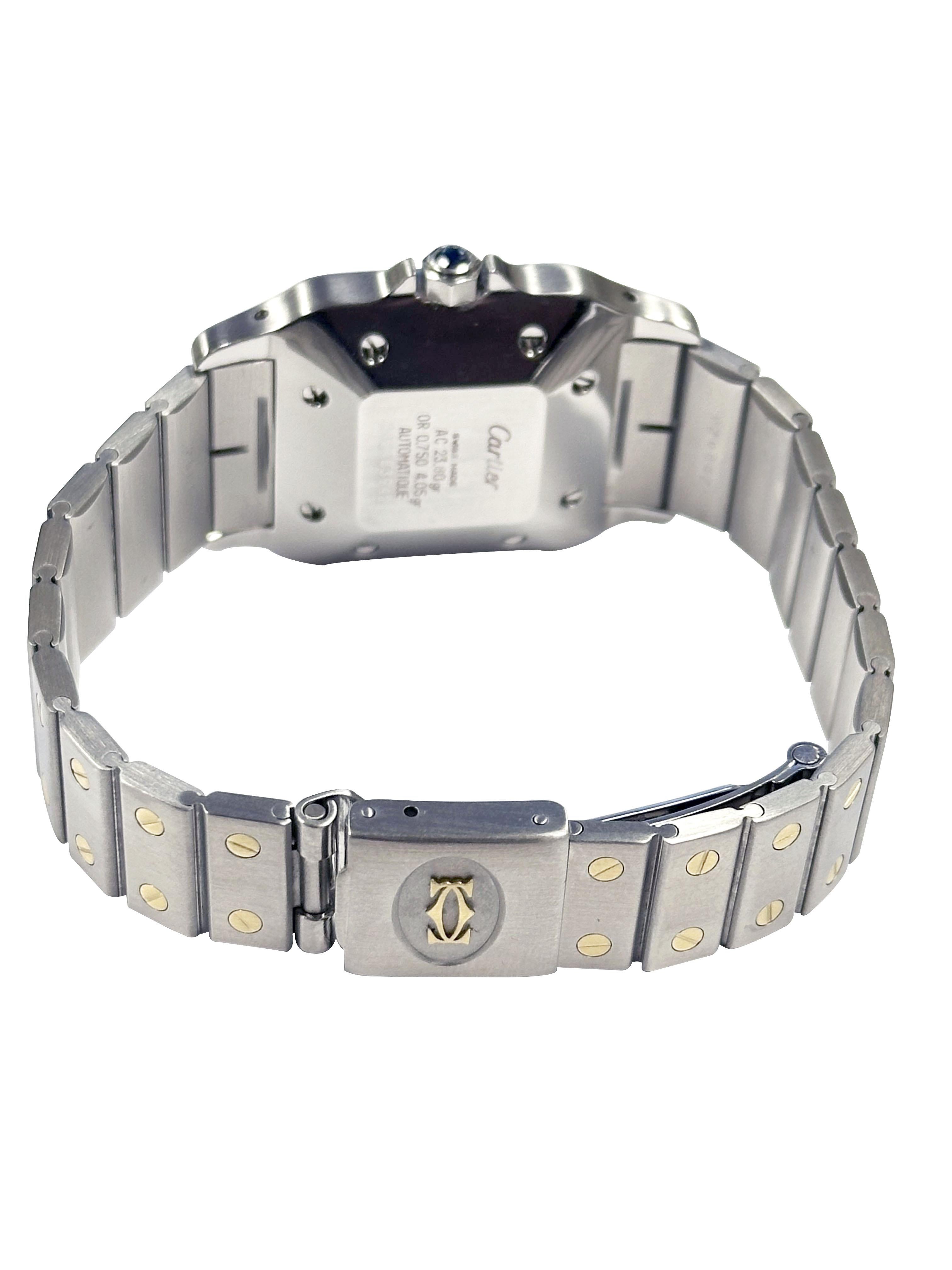Women's or Men's Cartier Santos 18k and Steel Self Winding Large Wrist Watch For Sale