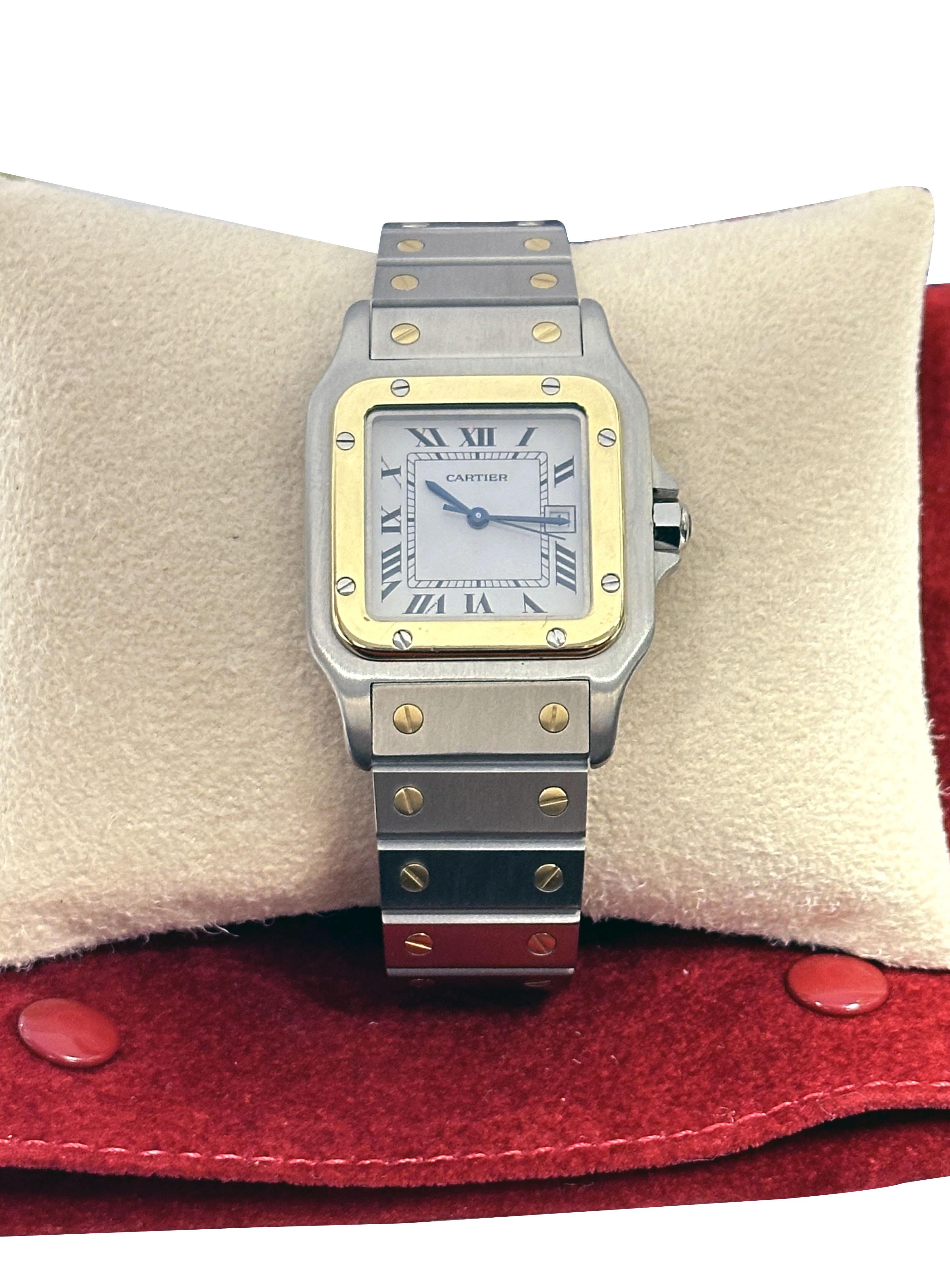 Cartier Santos 18k and Steel Self Winding Large Wrist Watch For Sale 1