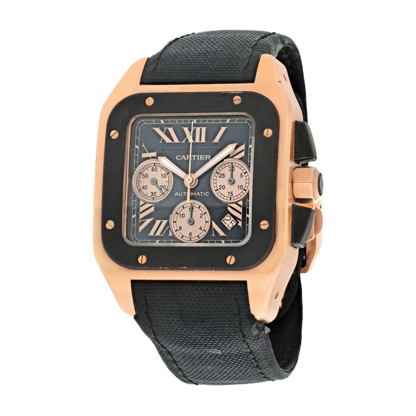Cartier Santos Santos: 18 Karat Roségold Santos 100 XL Chrono Herrenuhr