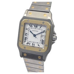 Cartier Santos 18k & Stahl große Automatik-Armbanduhr