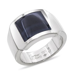 Cartier Santos 18K White Gold Hawk’s Eye Dumont Ring