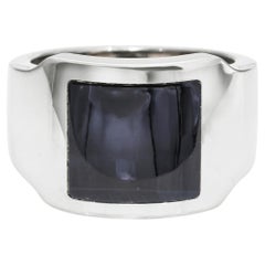 Cartier Santos 18K White Gold Hawk’s Eye Dumont Ring