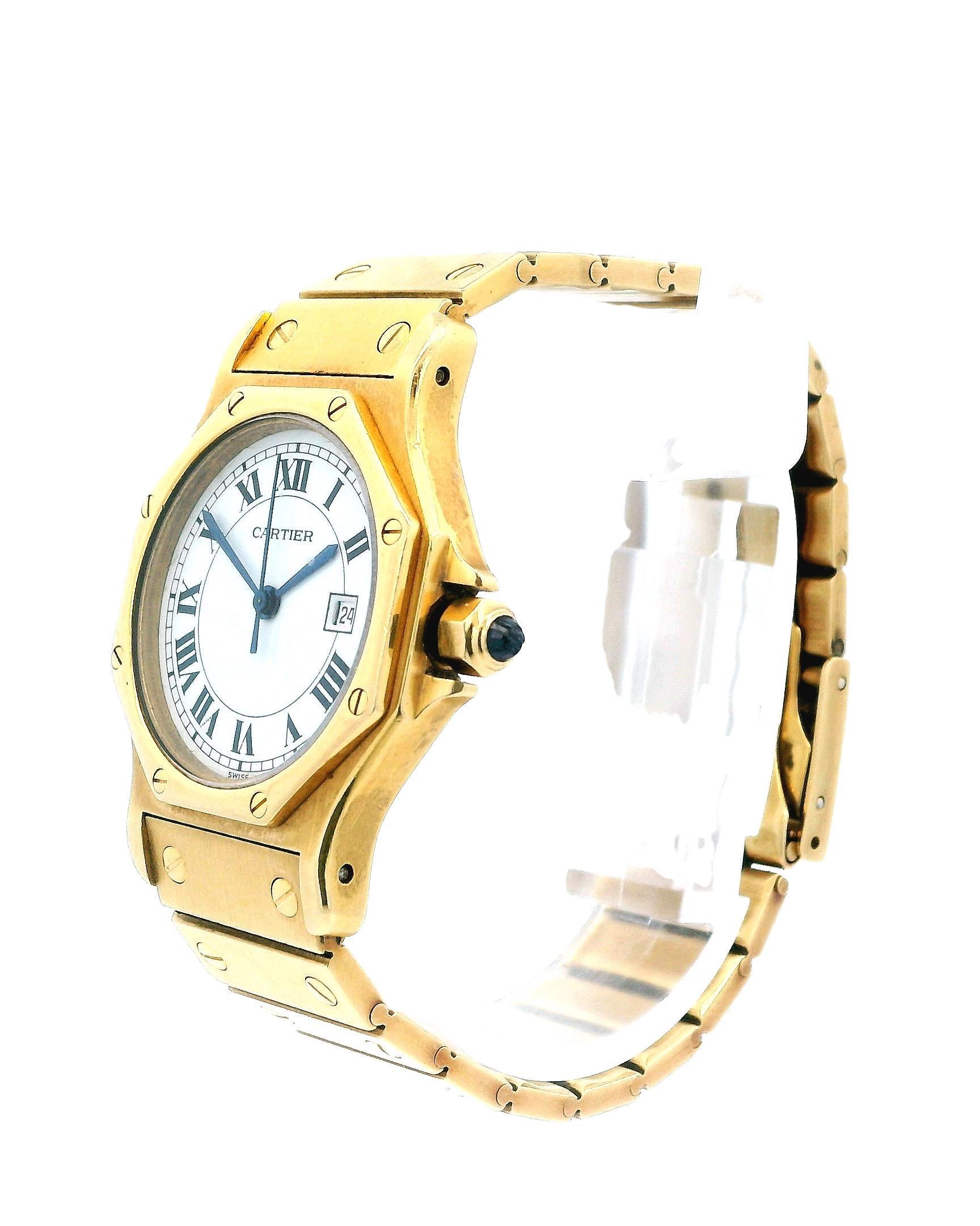 Cartier Santos: 18 Karat Gelbgold Damenuhr Santos im Zustand „Gut“ in Great Neck Plaza, NY