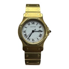 Cartier Santos 18k Yellow Gold Ladies Watch