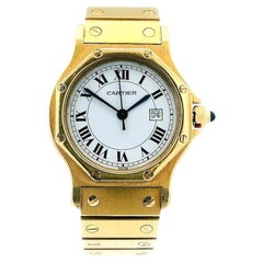 Cartier Santos 18k Yellow Gold Ladies Watch