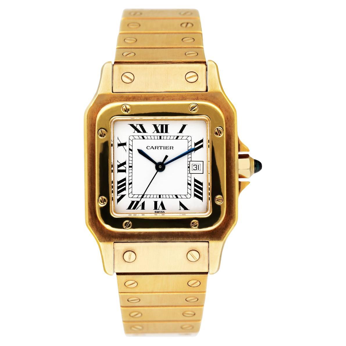 Cartier Santos 18K Yellow Gold Mens Watch