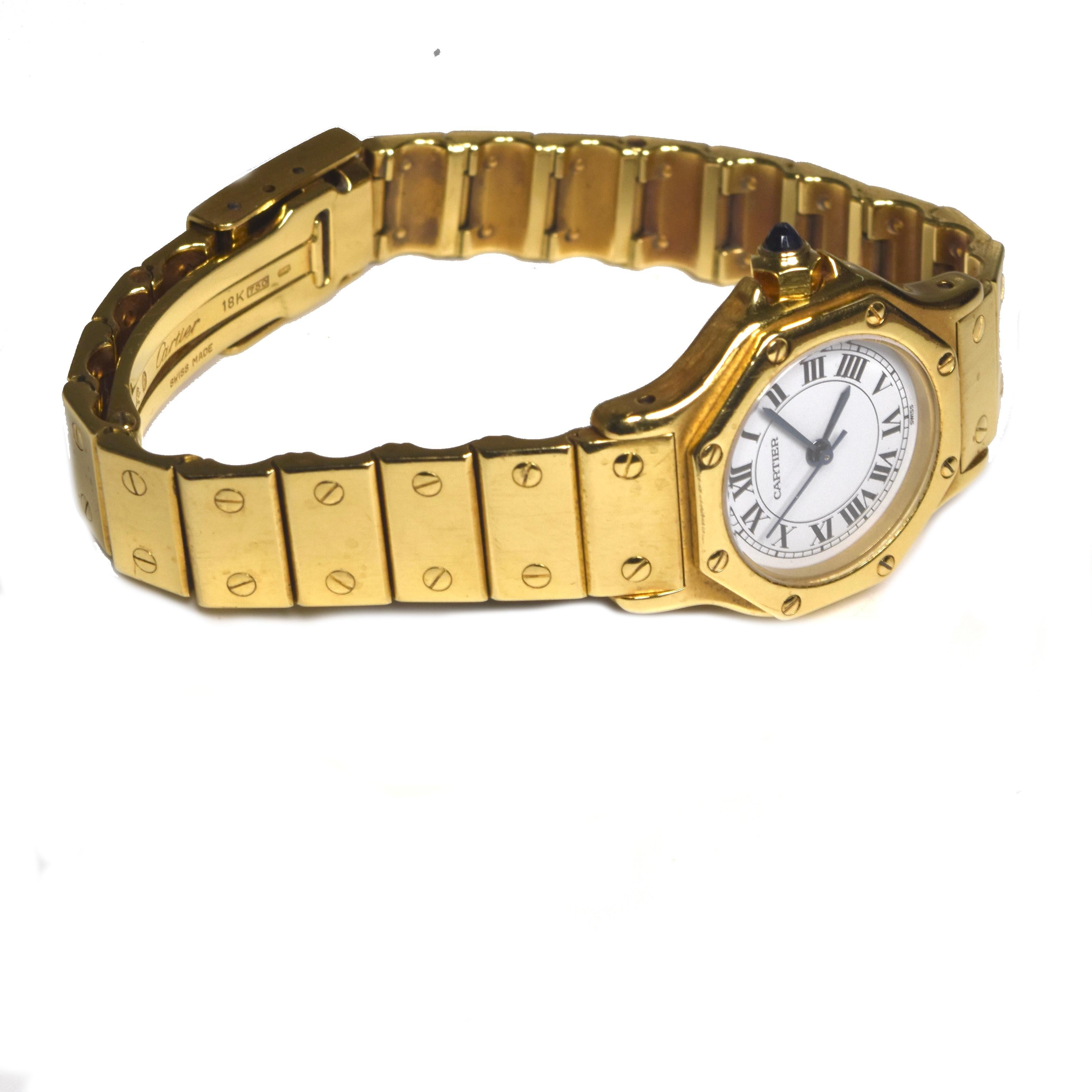 Modern Cartier Santos 18 Karat Yellow Gold Mid Watch