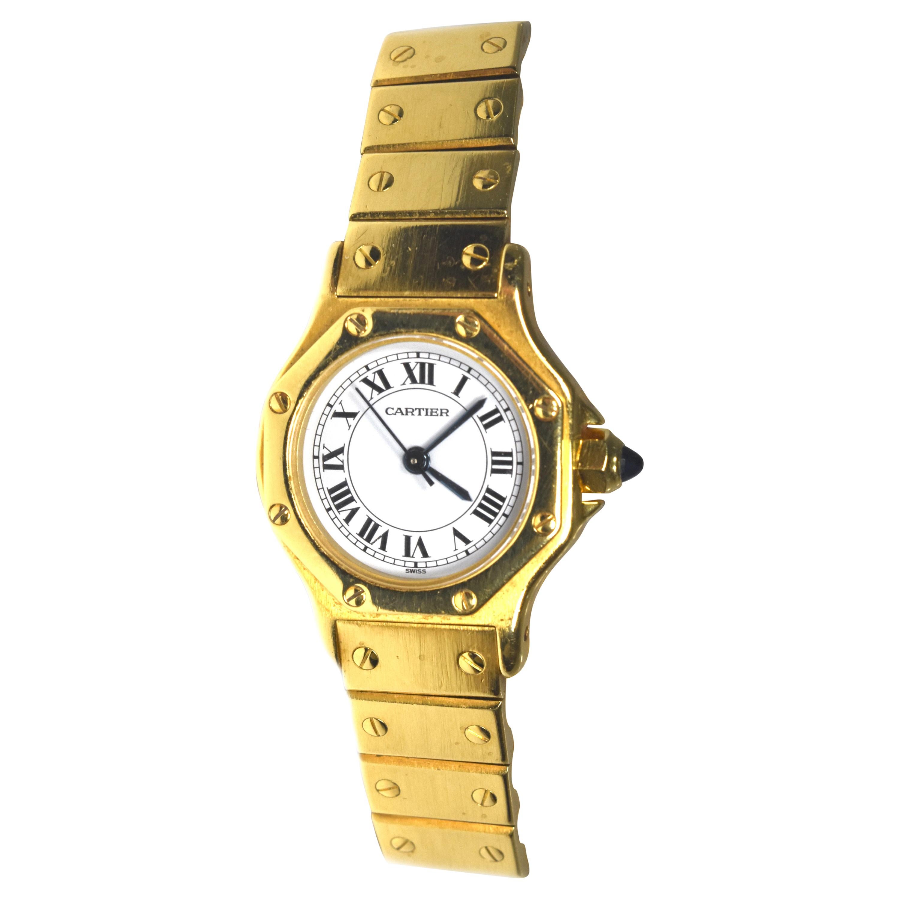Cartier Santos 18 Karat Yellow Gold Mid Watch