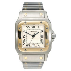 Cartier Santos 18k Yellow Gold Steel Unisex Wristwatch