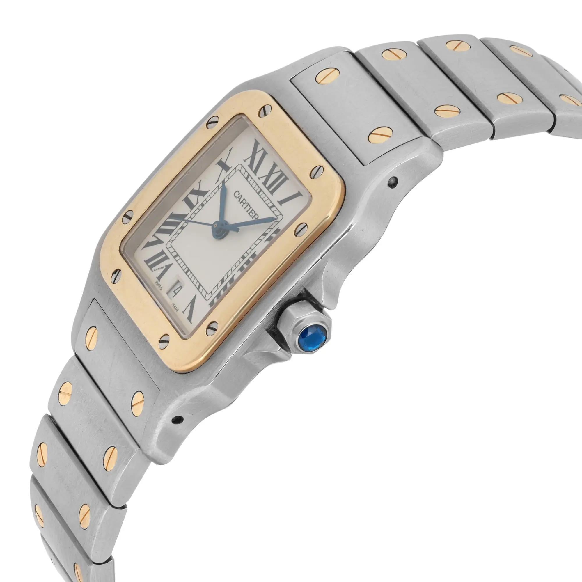 Cartier Santos 18K Oro Giallo Acciaio Quadrante Bianco Quarzo Orologio Unisex 1566 In condizioni buone in vendita a New York, NY