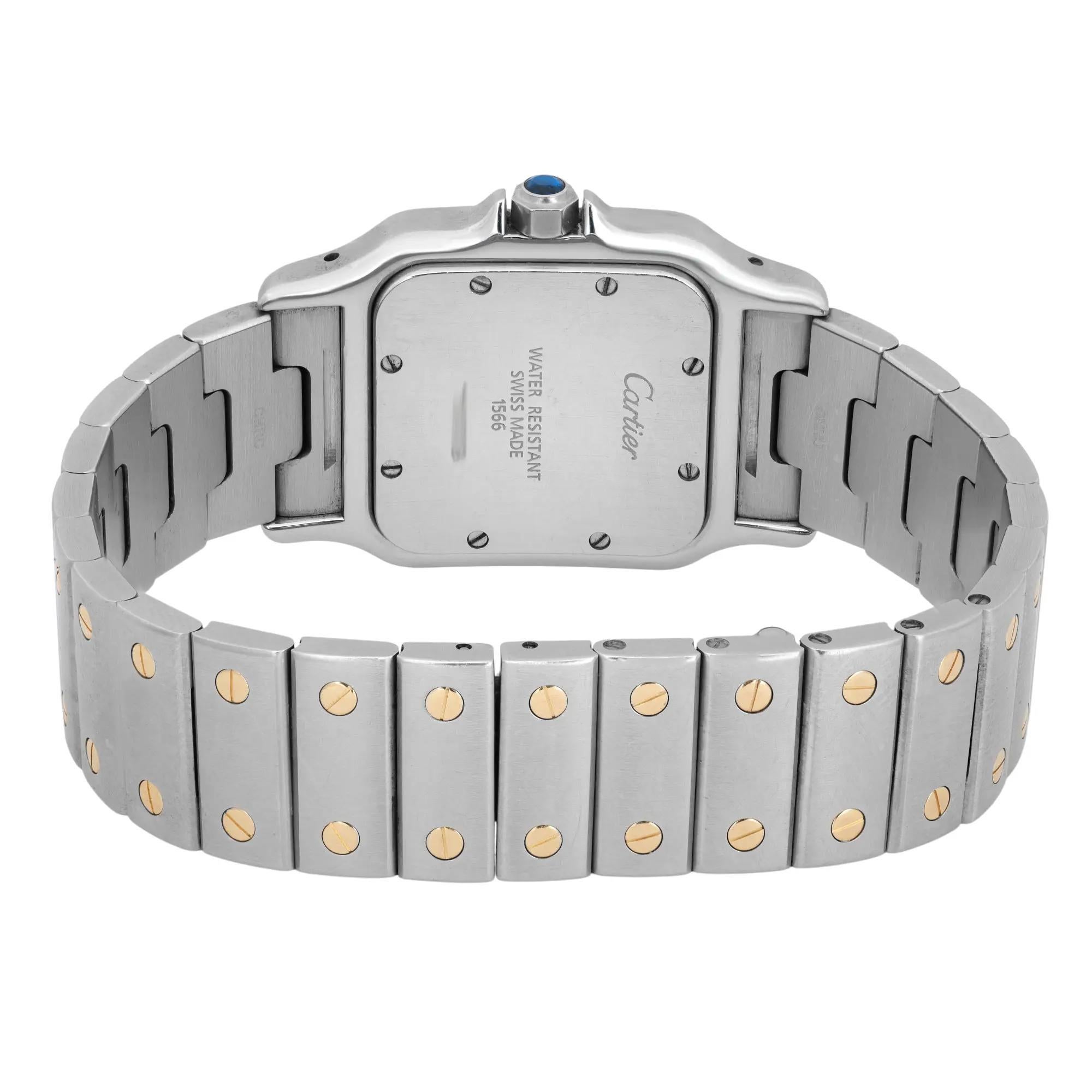 Cartier Santos 18K Oro Giallo Acciaio Quadrante Bianco Quarzo Orologio Unisex 1566 in vendita 1