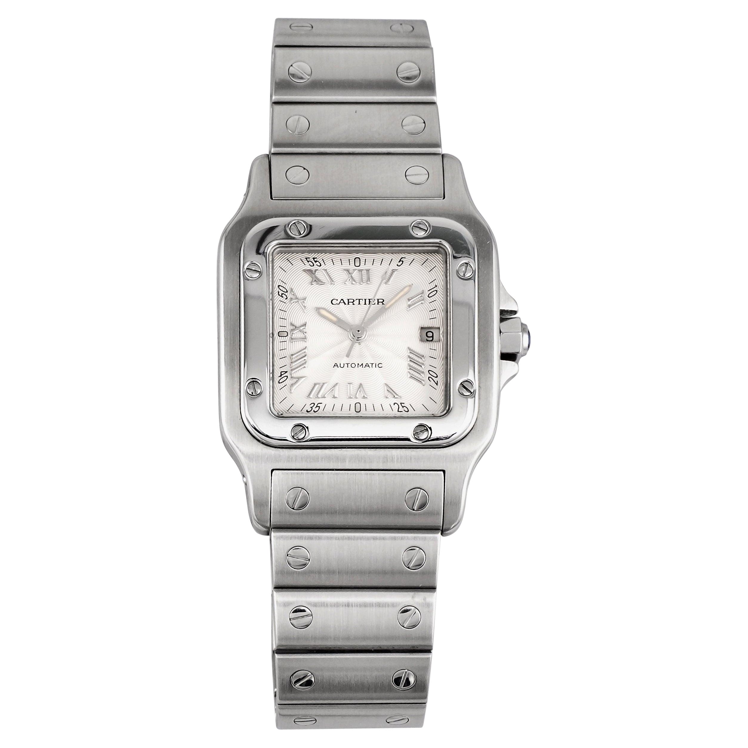 Reloj Cartier Santos 2319 Esfera Guilloché de acero, años 90 en venta