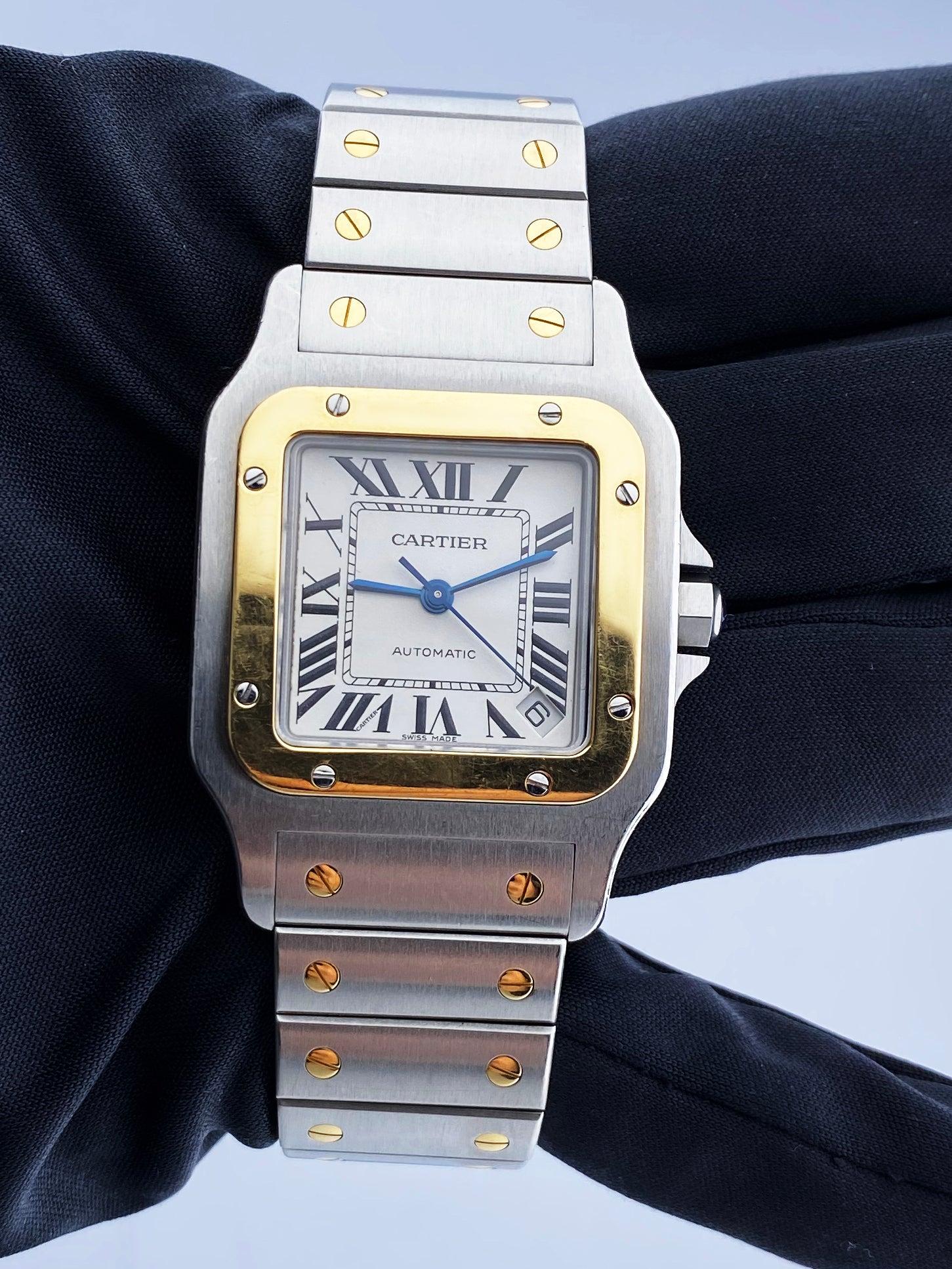 Cartier Santos 2823 18K Yellow Gold & Steel Mens Watch
