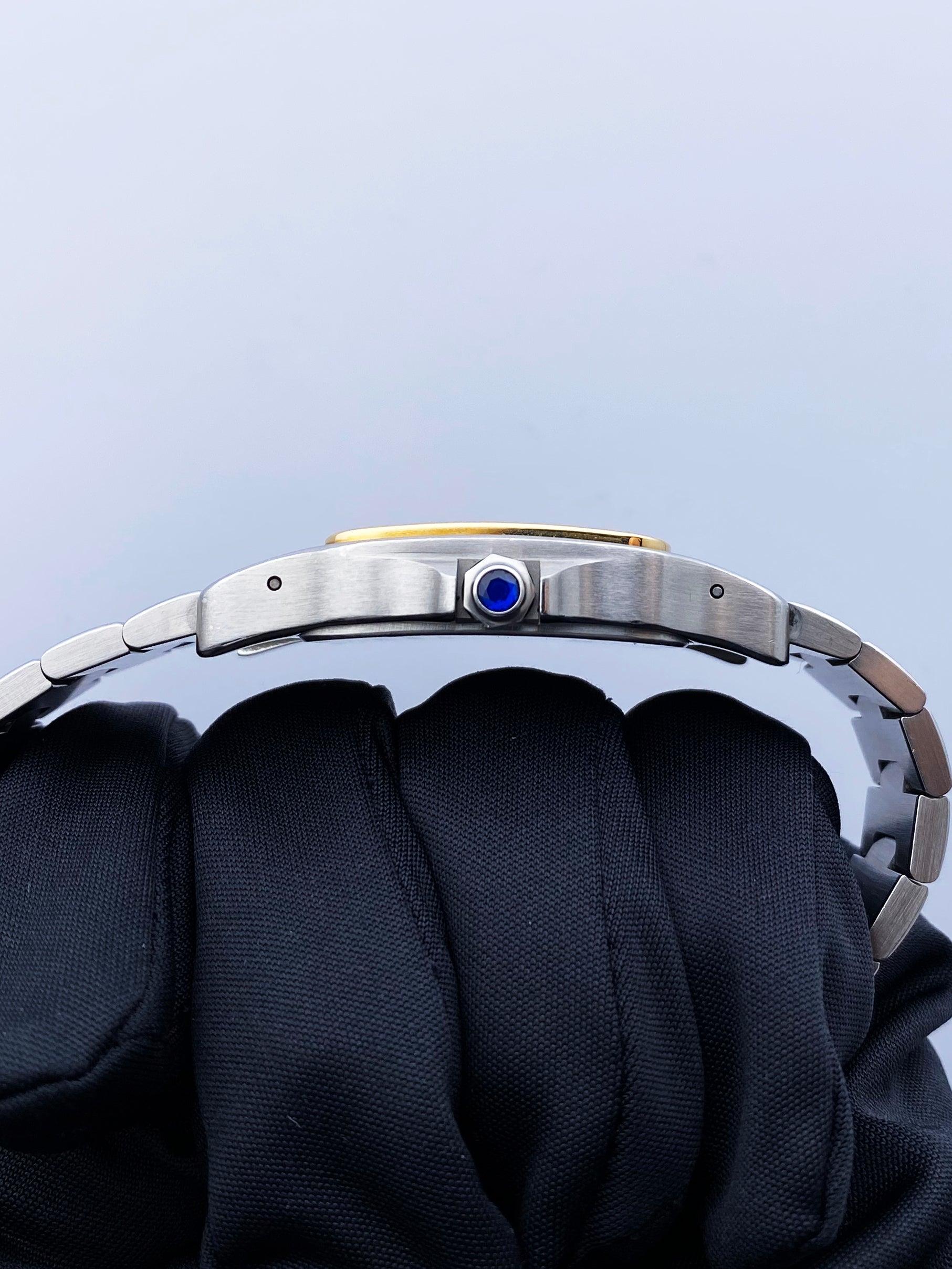 Cartier Santos 2823 18K Yellow Gold & Steel Mens Watch In Excellent Condition In Great Neck, NY