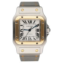 Cartier Santos: 18 Karat Gelbgold & Stahl Herrenuhr Cartier Santos 2823