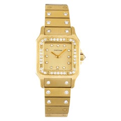 Vintage Cartier Santos 2960 Factory Diamond Set Watch in 18K Yellow Gold, 1980s
