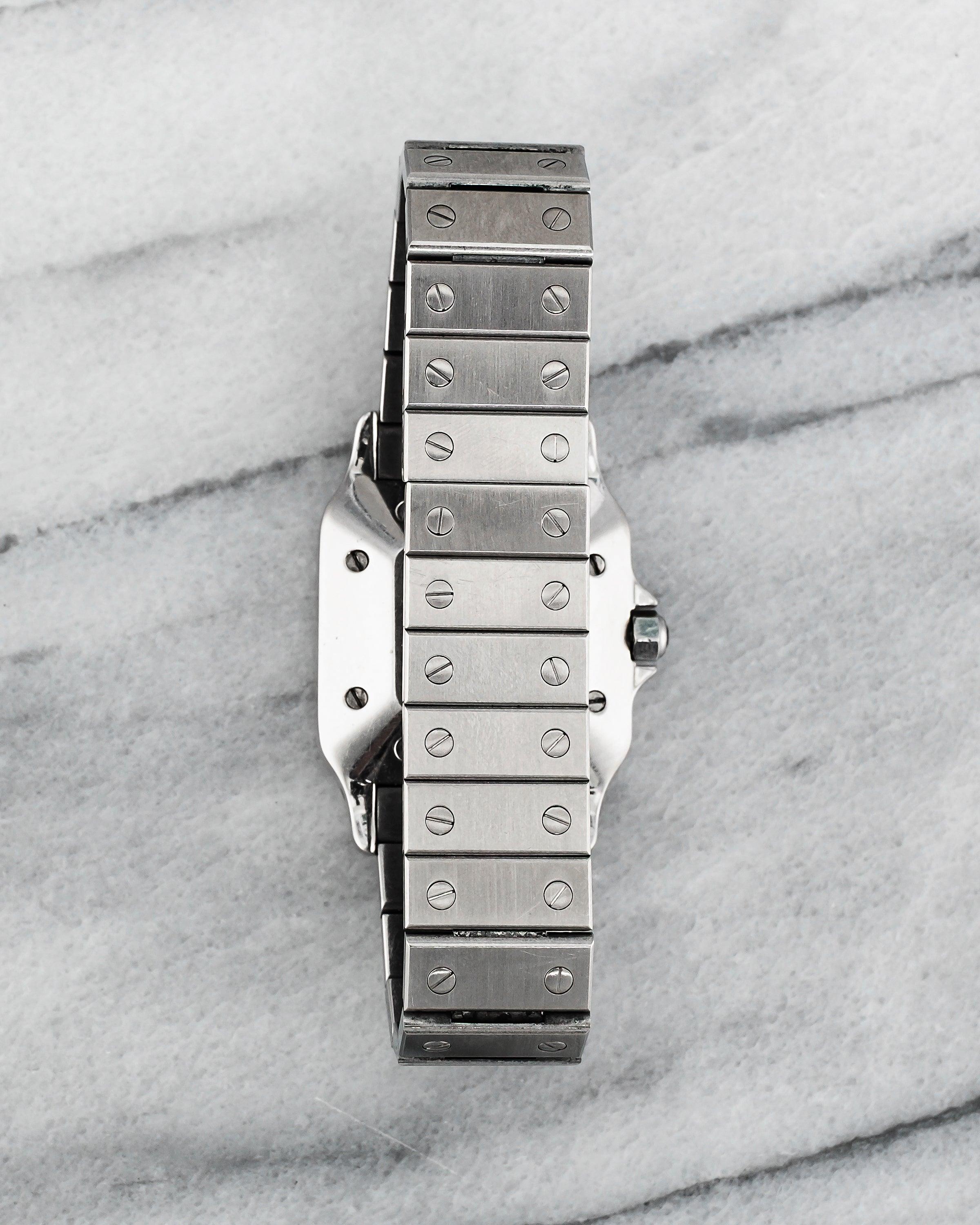 Orologio Cartier Santos 2960 Quadrante Romano Bianco in Steele In condizioni buone in vendita a New York, NY