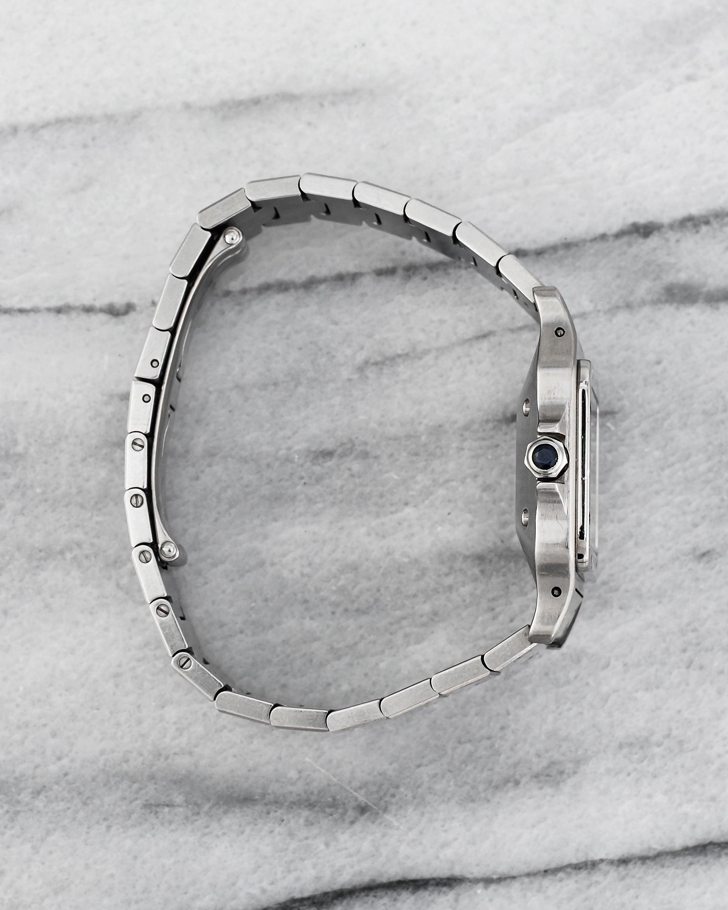 da uomo o donna Orologio Cartier Santos 2960 Quadrante Romano Bianco in Steele in vendita