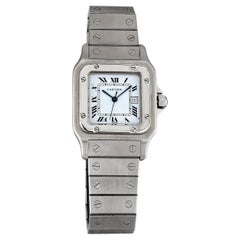 Orologio Cartier Santos 2960 Quadrante Romano Bianco in Steele