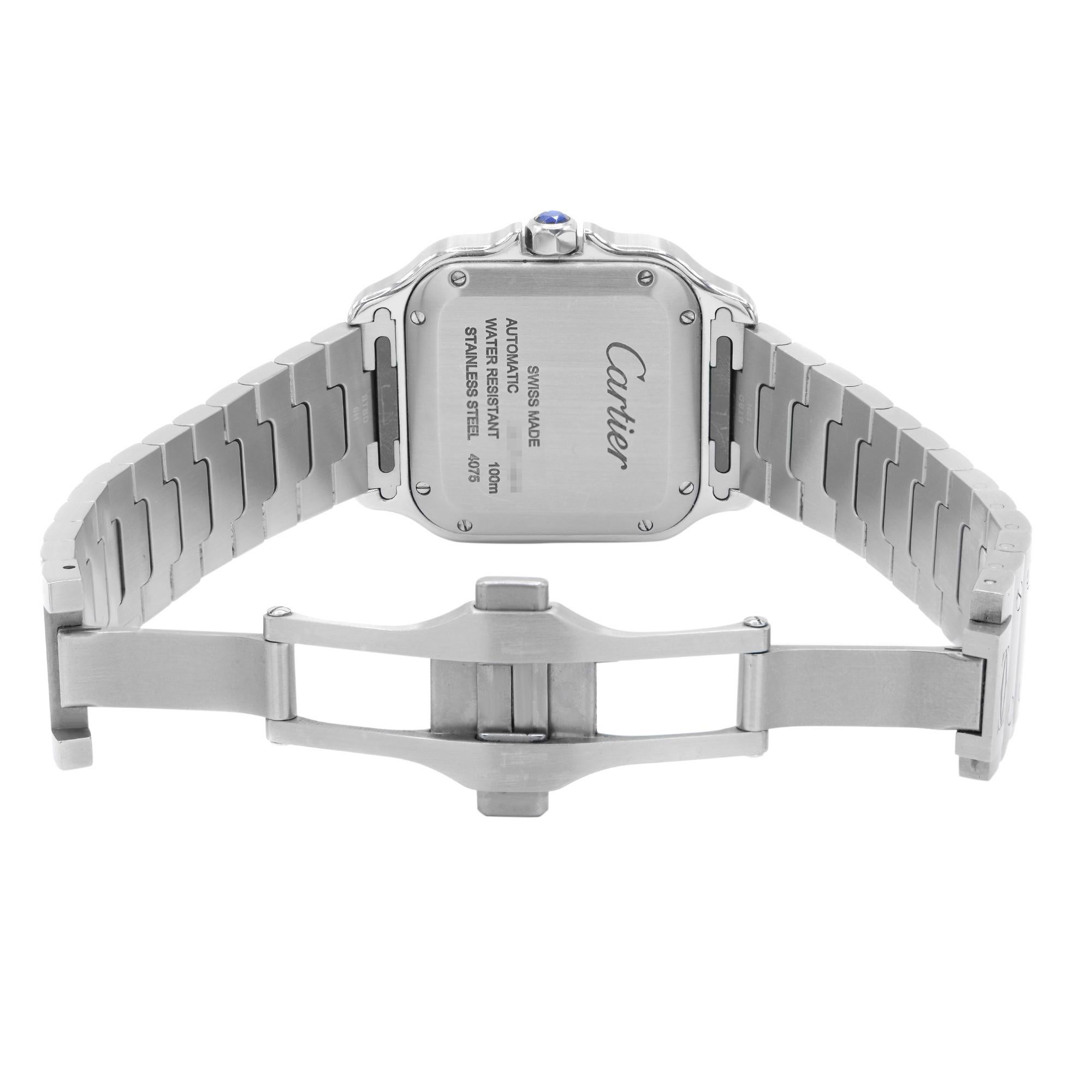 Cartier Santos Diamant Stahl-Silber-Zifferblatt Automatik-Damenuhr W4SA0005 im Angebot 2