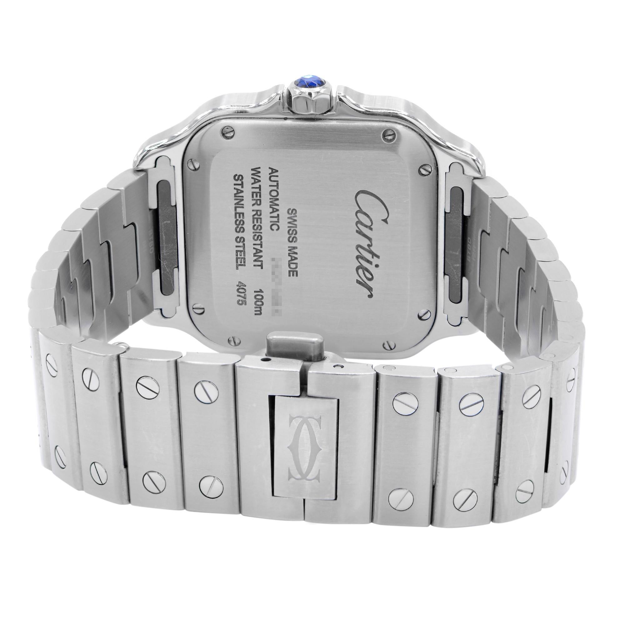 Cartier Santos Diamant Stahl-Silber-Zifferblatt Automatik-Damenuhr W4SA0005 im Angebot 3