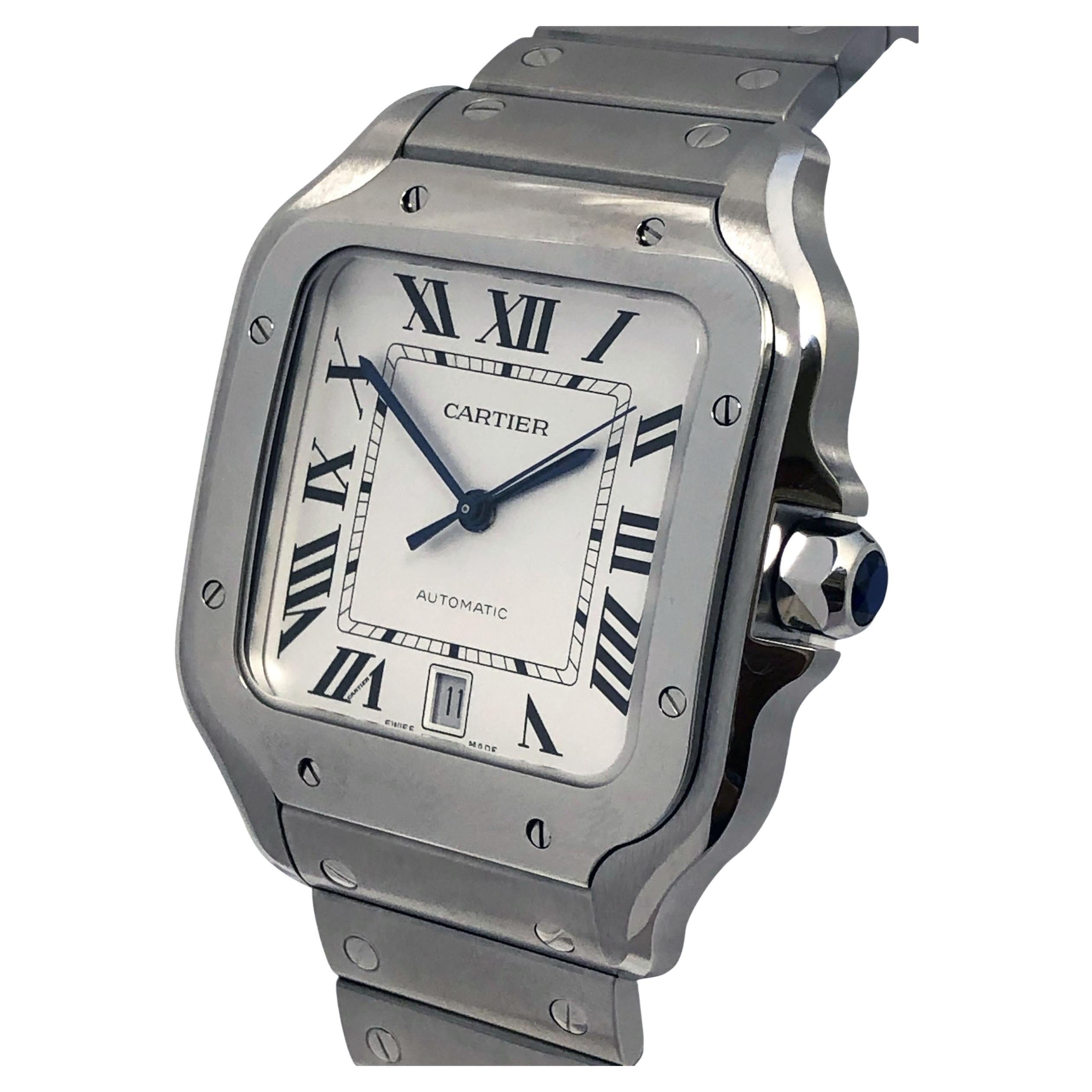 Montre-bracelet automatique en acier Cartier Santos 4072 Jumbo