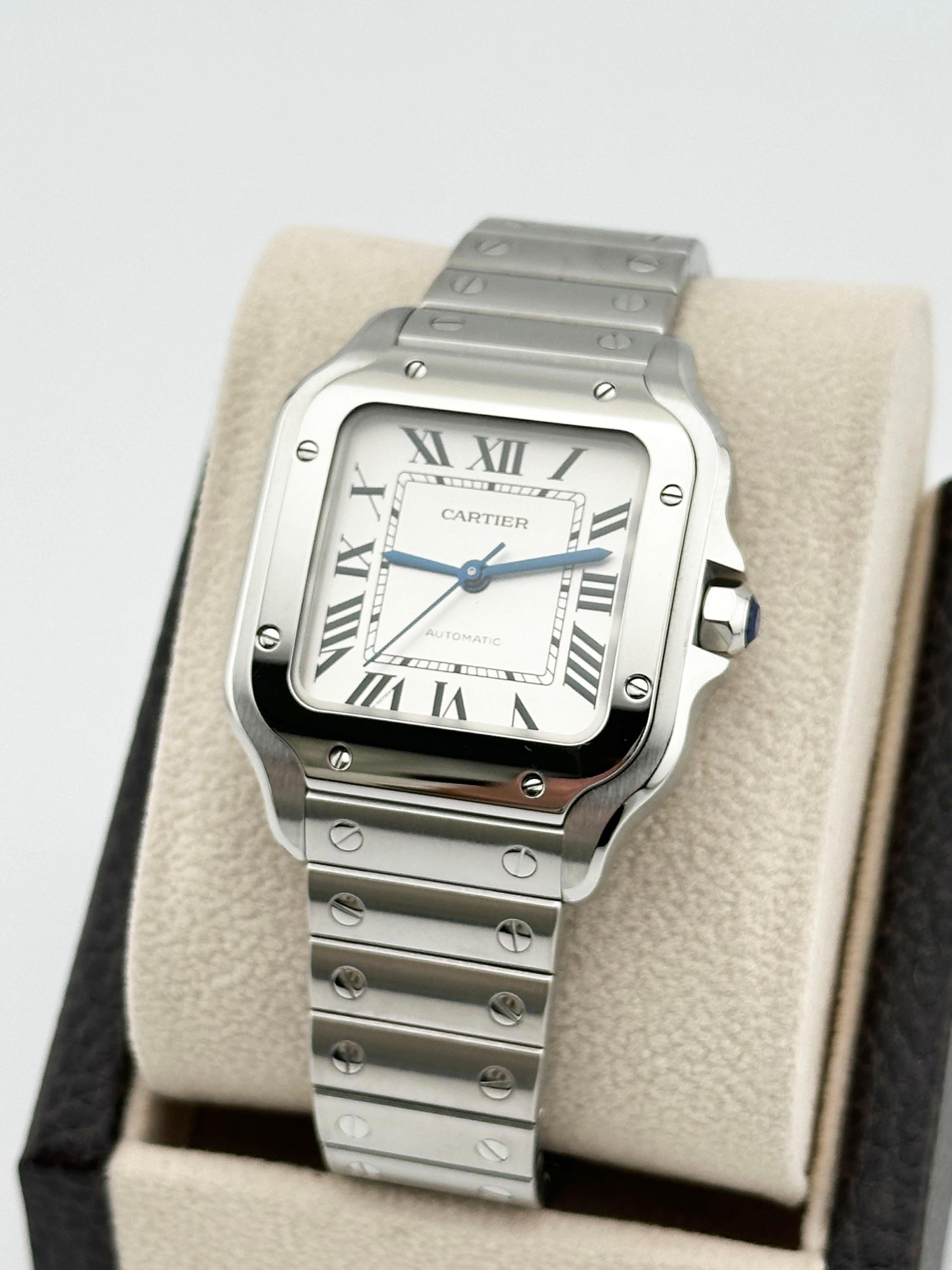  Cartier Santos 4075 WSSA0029 avec cadran argenté en acier inoxydable Pour hommes 