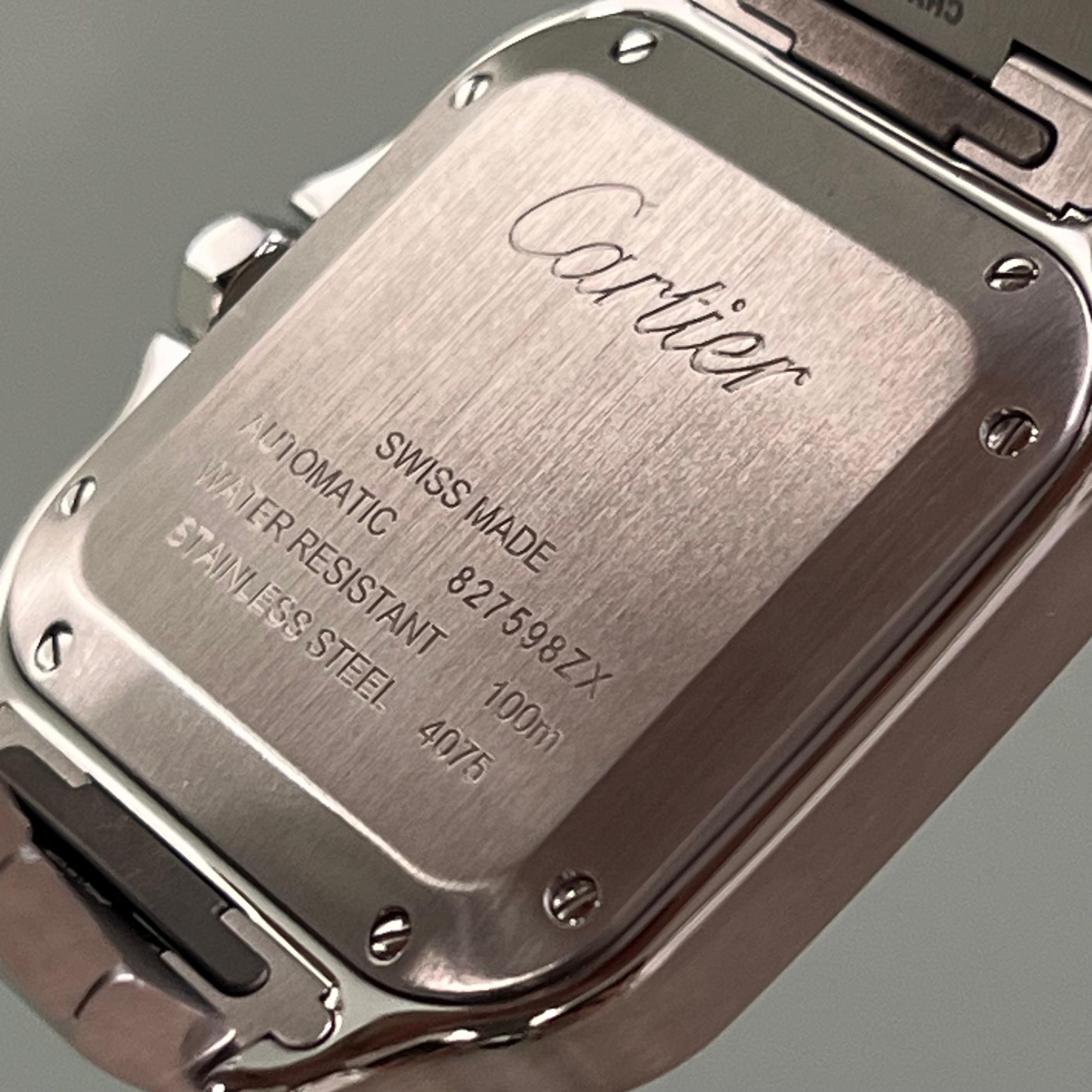 Cartier Santos 4075 WSSA0029 avec cadran argenté en acier inoxydable 1