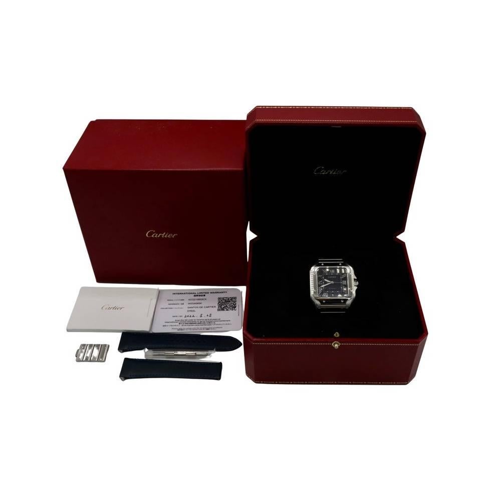 Cartier Santos 40MM Automatic Stainless Steel Navy Blue Dial Watch WSSA0030 In Excellent Condition In  Baltimore, MD
