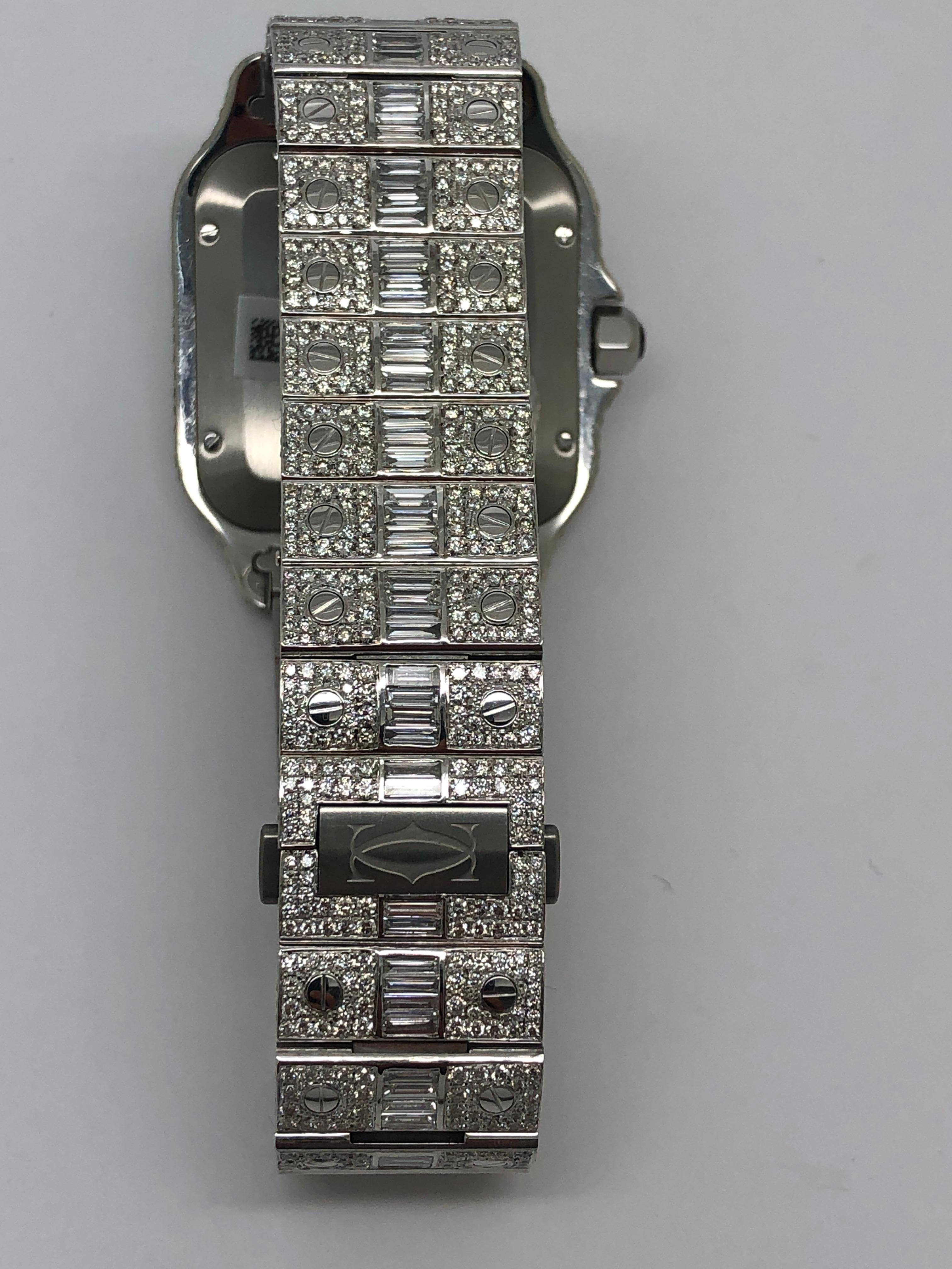 Cartier Santos: Uhr mit römischen Ziffern, VVS-Schliff, Diamant im Smaragdschliff im Angebot 1