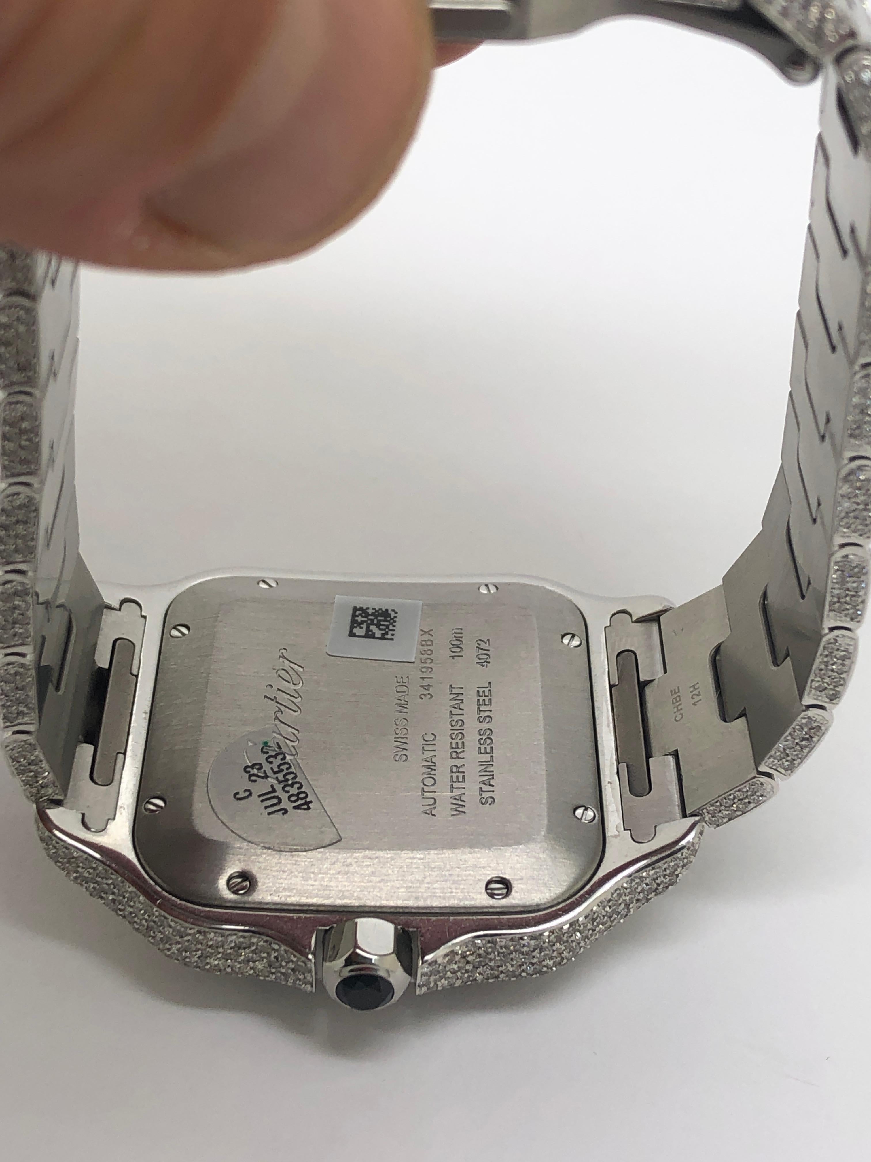 Cartier Santos: Uhr mit römischen Ziffern, VVS-Schliff, Diamant im Smaragdschliff im Angebot 2