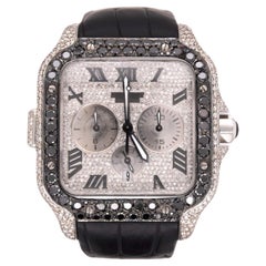 Cartier Santos 43mm Chrono Orologio da uomo in acciaio ADLC Iced 9ct Diamonds WSSA0017