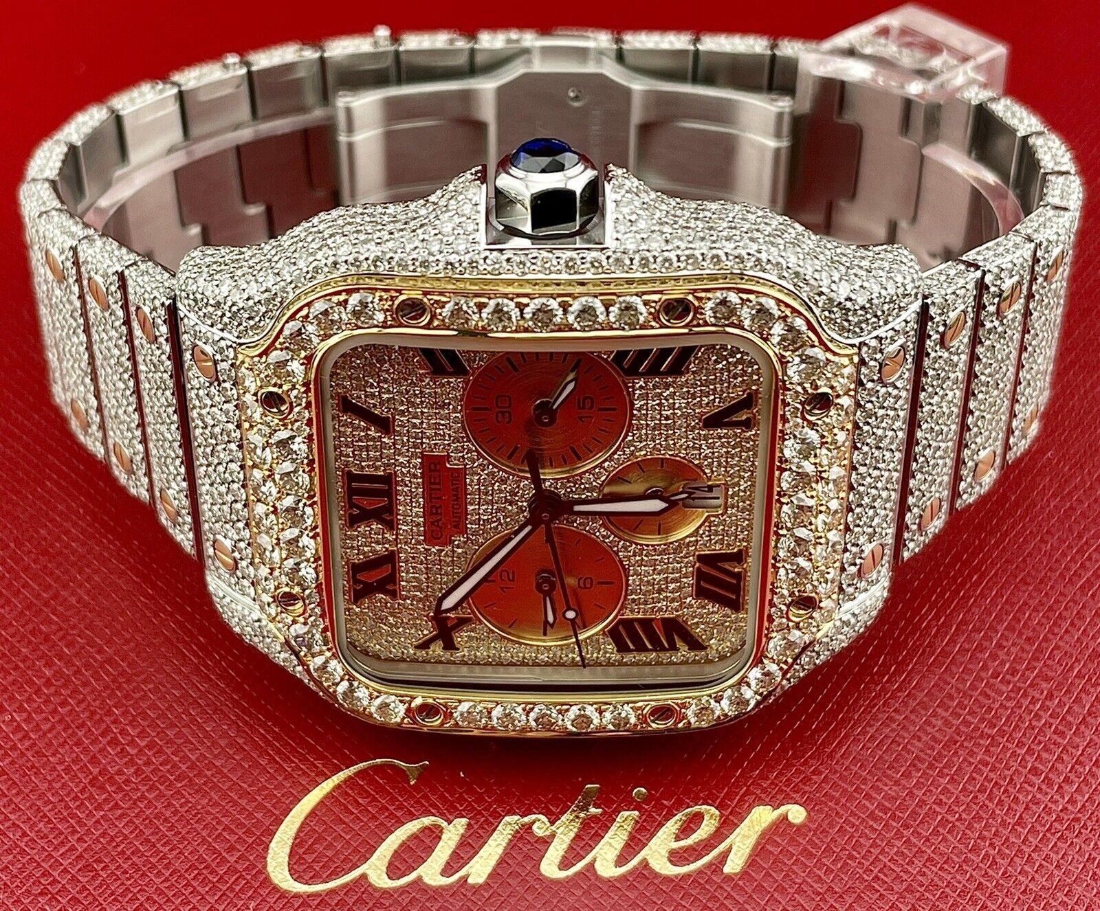 cartier santos xl diamond watch