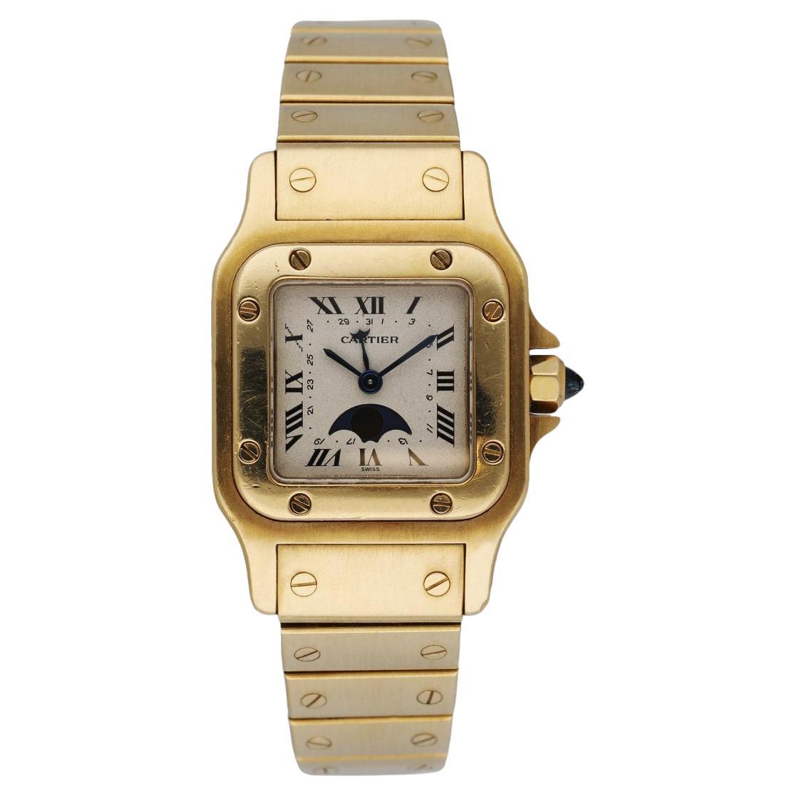 Cartier Santos 819902 18K Yellow Gold Moon Phase Ladies Watch For Sale at  1stDibs