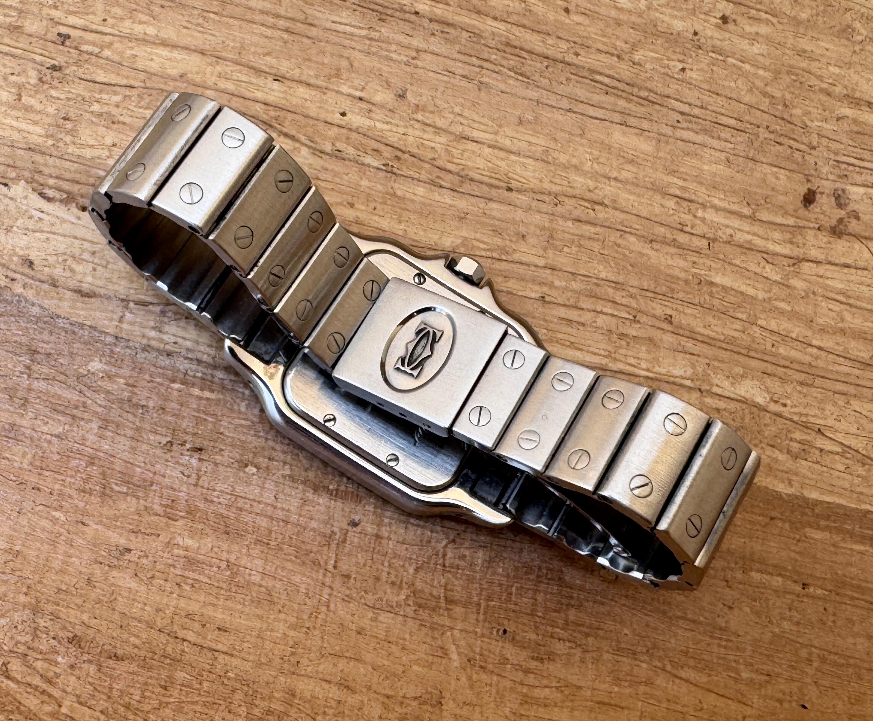 Cartier Santos 987901 Galbée Rare Dial Stainless Steel 29mm Watch In Original B For Sale 6