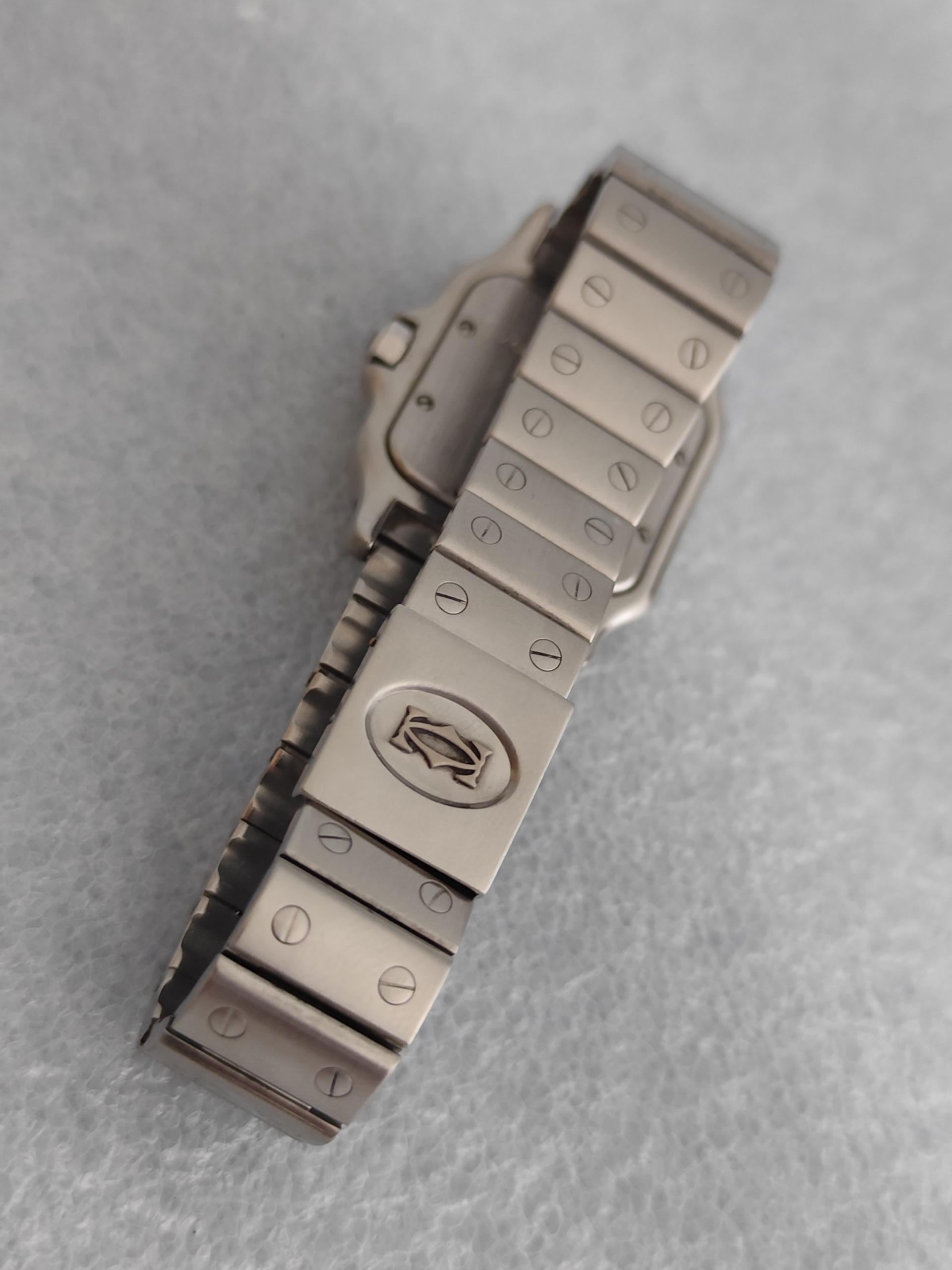 Cartier Santos 987901 Galbée Rare Dial Stainless Steel 29mm Watch In Original B For Sale 7