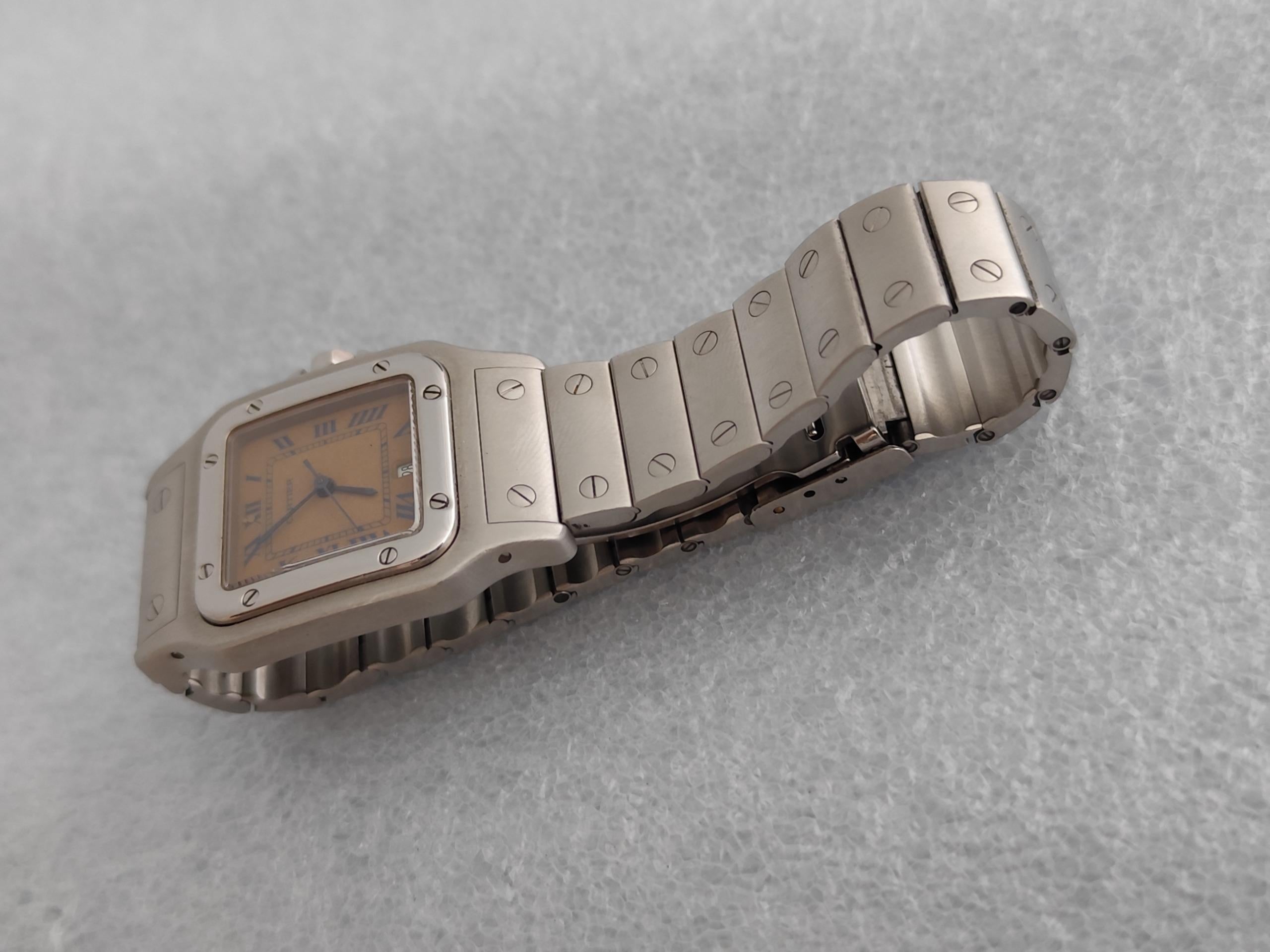 Cartier Santos 987901 Galbée Rare Dial Stainless Steel 29mm Watch In Original B For Sale 8