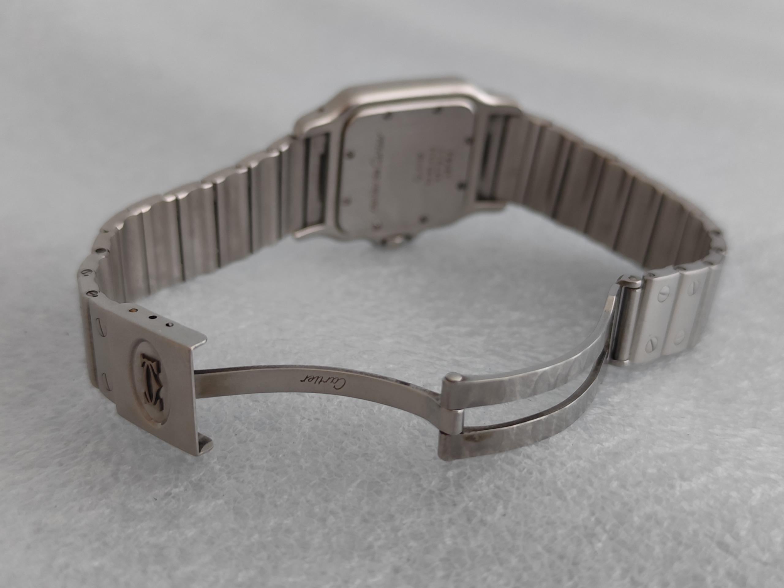 Cartier Santos 987901 Galbée Rare Dial Stainless Steel 29mm Watch In Original B For Sale 9