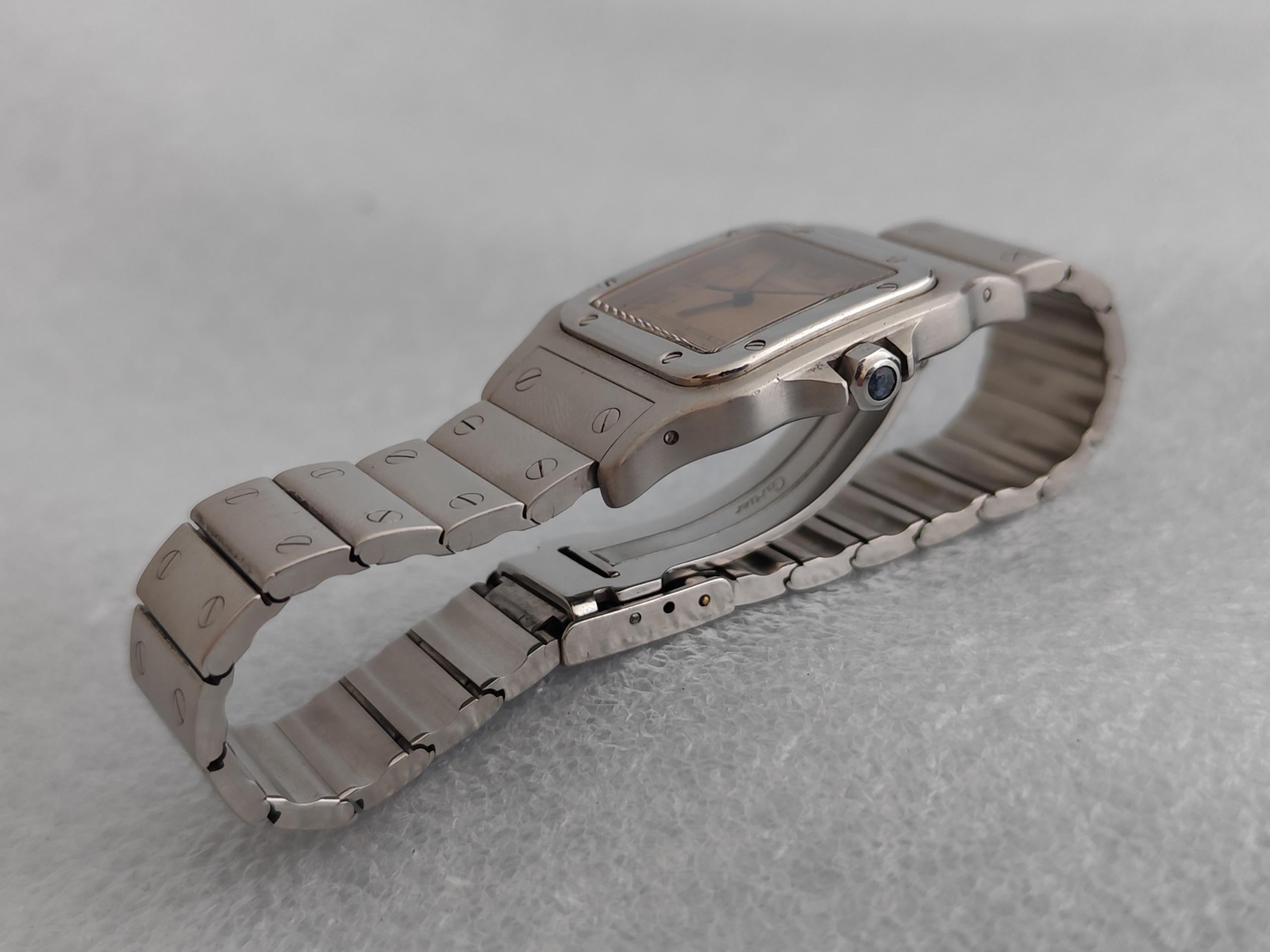 Cartier Santos 987901 Galbée Rare Dial Stainless Steel 29mm Watch In Original B For Sale 10