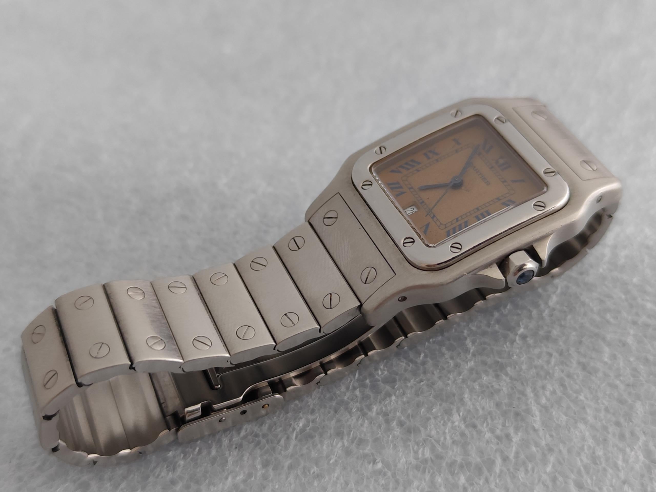 Cartier Santos 987901 Galbée Rare Dial Stainless Steel 29mm Watch In Original B For Sale 12