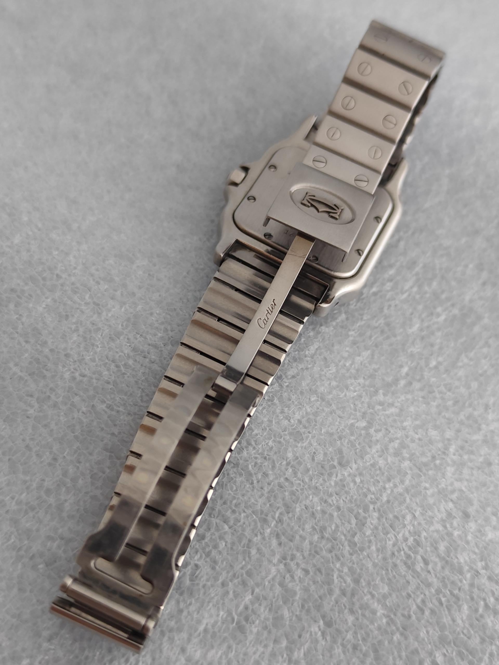 Cartier Santos 987901 Galbée Rare Dial Stainless Steel 29mm Watch In Original B For Sale 13