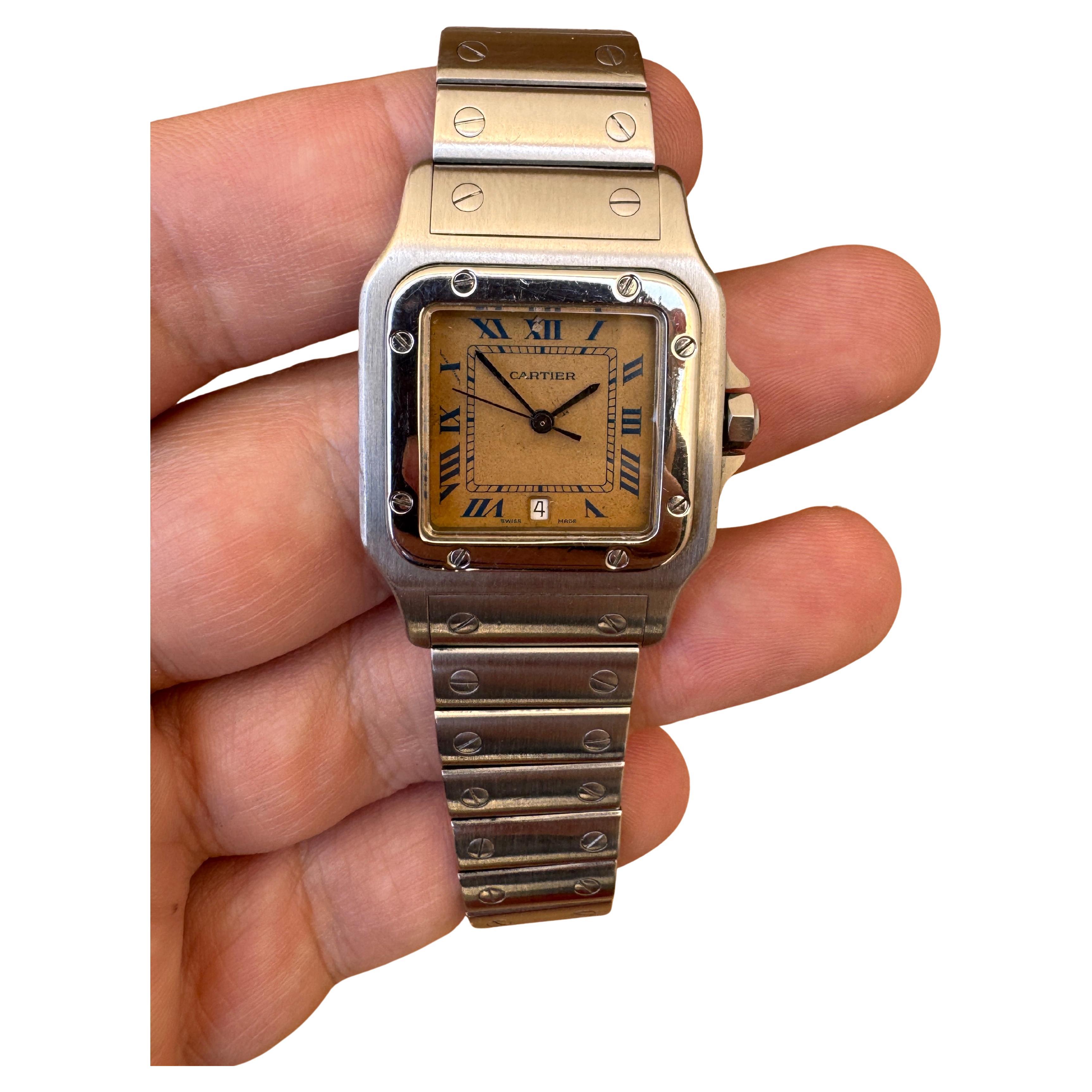 Cartier Santos 987901 Galbée Rare Dial Stainless Steel 29mm Watch In Original B